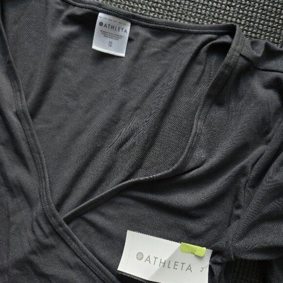 Athleta With Ease Wrap Top || xs || black sand color - Picture 4 of 5